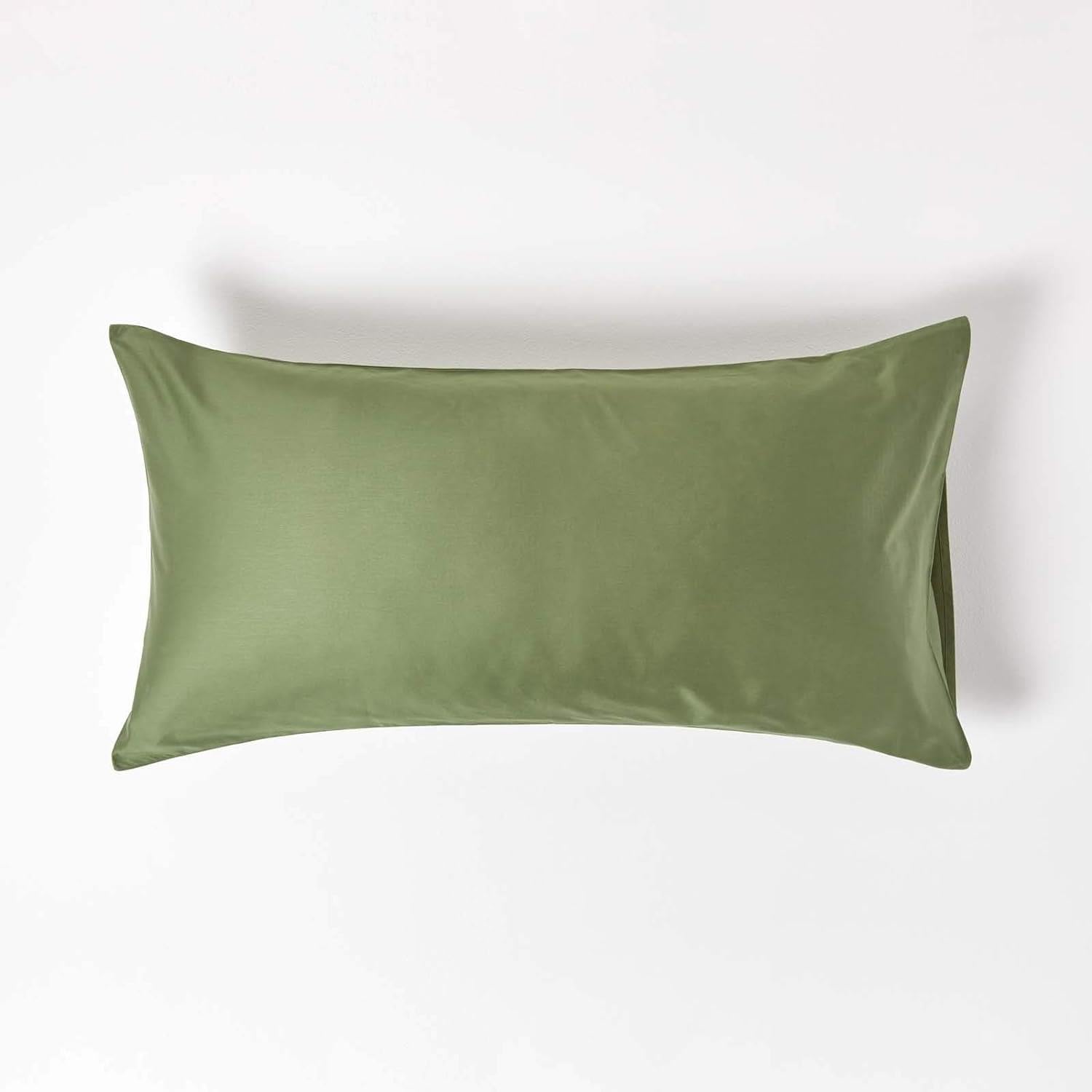 HOMESCAPES Moss Green Organic Cotton King Size Pillowcase 400TC 600 Thread Count Percale Equivalent Housewife Pillow Case Pack of 2 — image 1