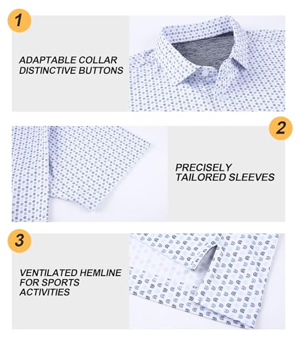 Image of Damipow Premium Golf Shirts for Men Dry Fit Performance Polo Short Sleeve Collared Shirt