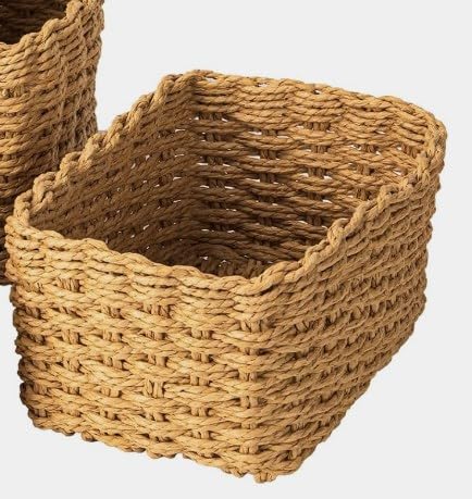 MAKTSAM Juego de 4 cestas de almacenamiento de mimbre, cesta de mimbre pequeña, cestas de almacenamiento tejidas multifuncionales para oficina en casa