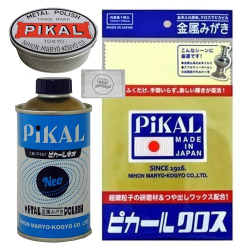 【研磨剤・仕上げのにおいを抑えた金属磨き3点セット】日本磨料工業 ピカール ネオ + ピカールネリ + 専用クロス(ピカールクロス)セット volonteオリジナルティッシュ付き