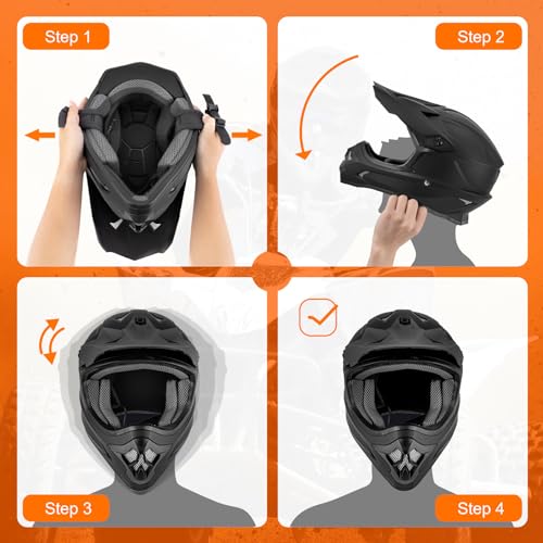 Adult ATV Dirt Bike Helmet with Goggles Gloves & Mask Quick