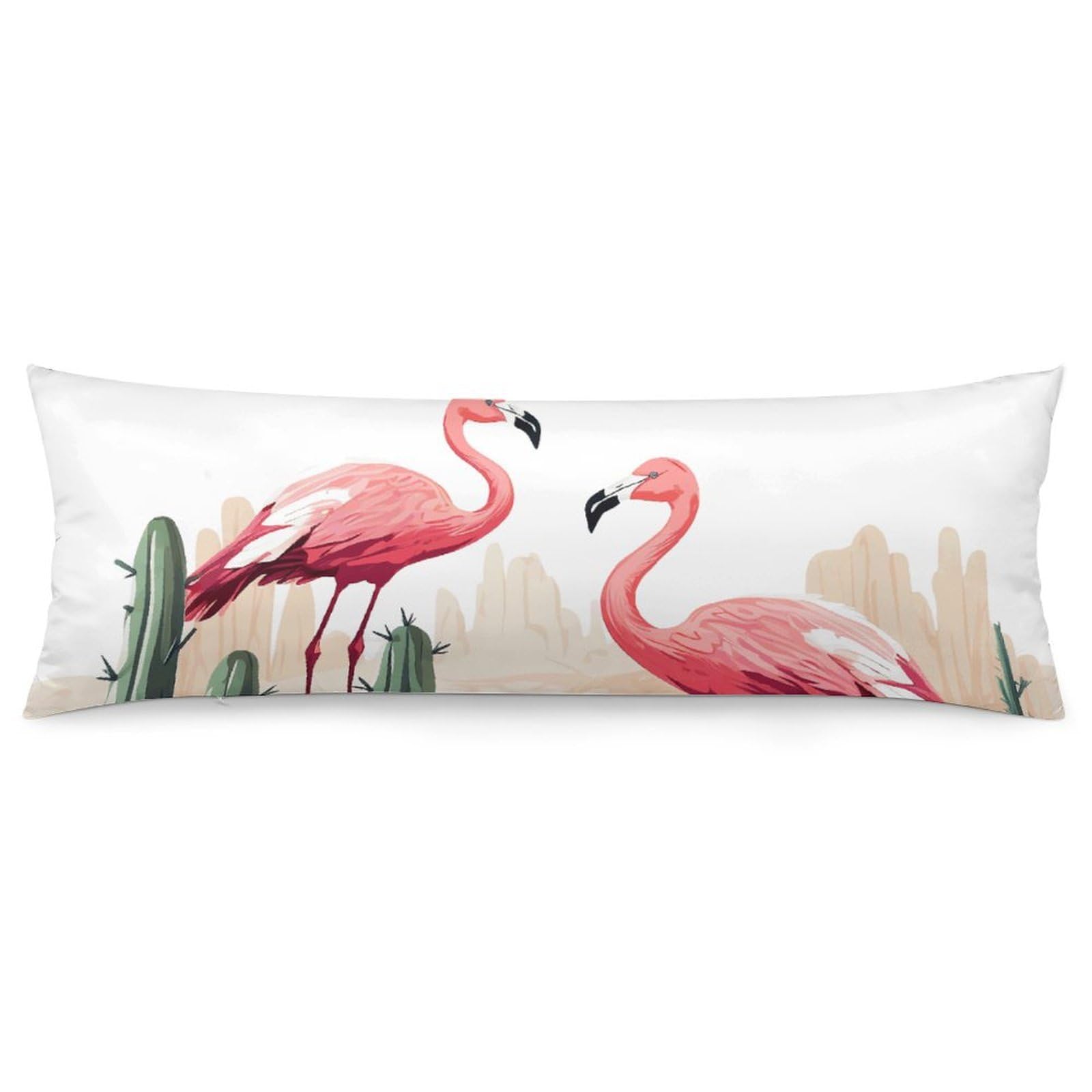 2 Pack Pillow Cases for Hair and Skin, Soft Breathable Pillow Case Covers with Hidden Zipper, Cactus Flamingo Rose Flowers Pillowcase 20"x54" Pillow Covers for Sleeping Gift