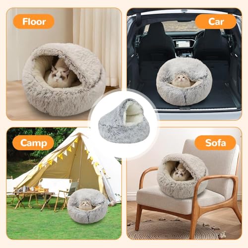 Lit pour chat marron portable pour apaiser l'anxiété du jeune chaton - 8