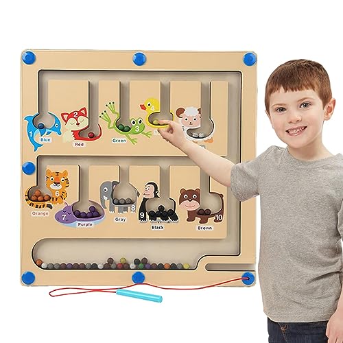 磁気色と数字の迷路,磁気パズル モンテッソーリおもちゃ - ファインモーターおもちゃパズル、磁石おもちゃボードゲーム、木製マッチングゲーム知育玩具、子供の誕生日プレゼント Biwingarden