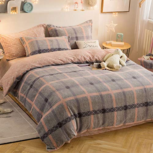 ZYWTZ Terciopelo de Algodón Fundas Edredon Conjunto de 4 Piezas Caliente Invierno Ropa de Cama con 2 Fundas de Almohada,220 * 240cm