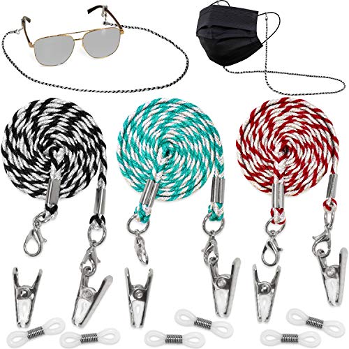 Eye Glass String Strap Holder - Eyeglass Chain for Women - Silver Eyeglass Strap - Reading Glass Chain - Eyeglass Neck Chain - 3 Cords