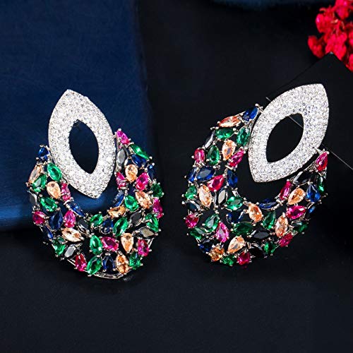 Zircone de mariage nuptiale boucles d'oreilles de fête - 3