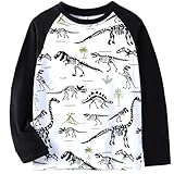 Julerwoo Boys Skull Dinosaur T-Rex Cotton T Shirt Black&White 6T