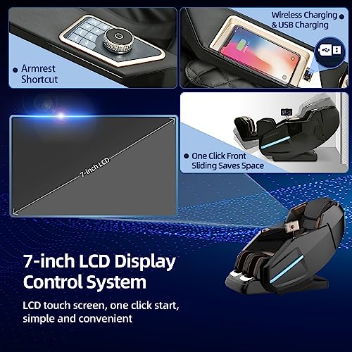 2023 4D Massage Chair Zero Gravity Full Body, 6 Auto Massage Mode Of Dual-Core 57'' Sl Track, Body Scaning, Lcd Control, Built-In Heat Therapy Air Massage System For Livingroom, Office, Bedroom #TOP5