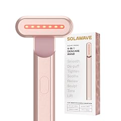 Solawave 4-in-1 Red Light Therapy Wand for Face Neck Beauty Device with Galvanic Current Massager Warmth Anti-Aging Wrinkle
