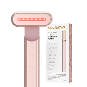 Solawave 4-in-1 Red Light Therapy Wand for Face Neck Beauty Device with Galvanic Current Massager Warmth Anti-Aging Wrinkle