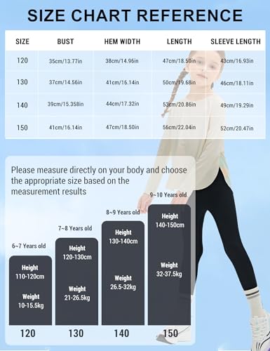 Image of Venzina Girls' Long Sleeve Workout Top with Thumbholes Quick-Dry 4-Way Stretch Moisture Wicking Shirt for Yoga, Dance, Gymnastics(Age 6-10)