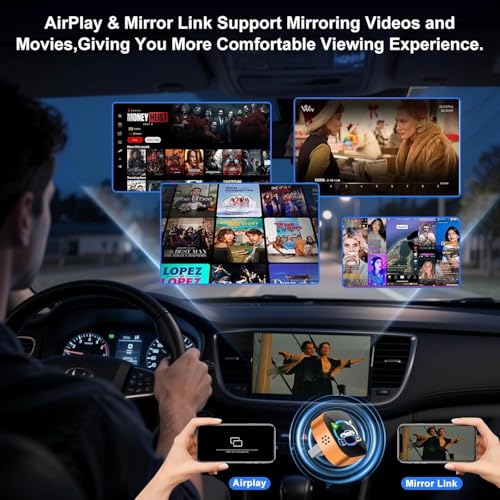 Image of Wireless CarPlay Adapter 4 in 1 Car Screen Mirroring Adapter to Play TV on Car Screen for iPhone & Android, Upgrade Support Airplay&Mirror Link,CarPlay&Android Auto,Wired to Wireless,Plug and Play
