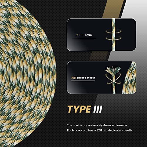 Abma Cord Paracord 620 lbs 4mm 9 Strands 100% Nylon 30M - Front Range Camo, Military-front Range Camo, 30 Meters - Image 4
