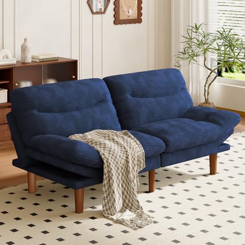 Image of Amada 66 inch Convertible Futon Sofa Bed Corduroy Loveseat
