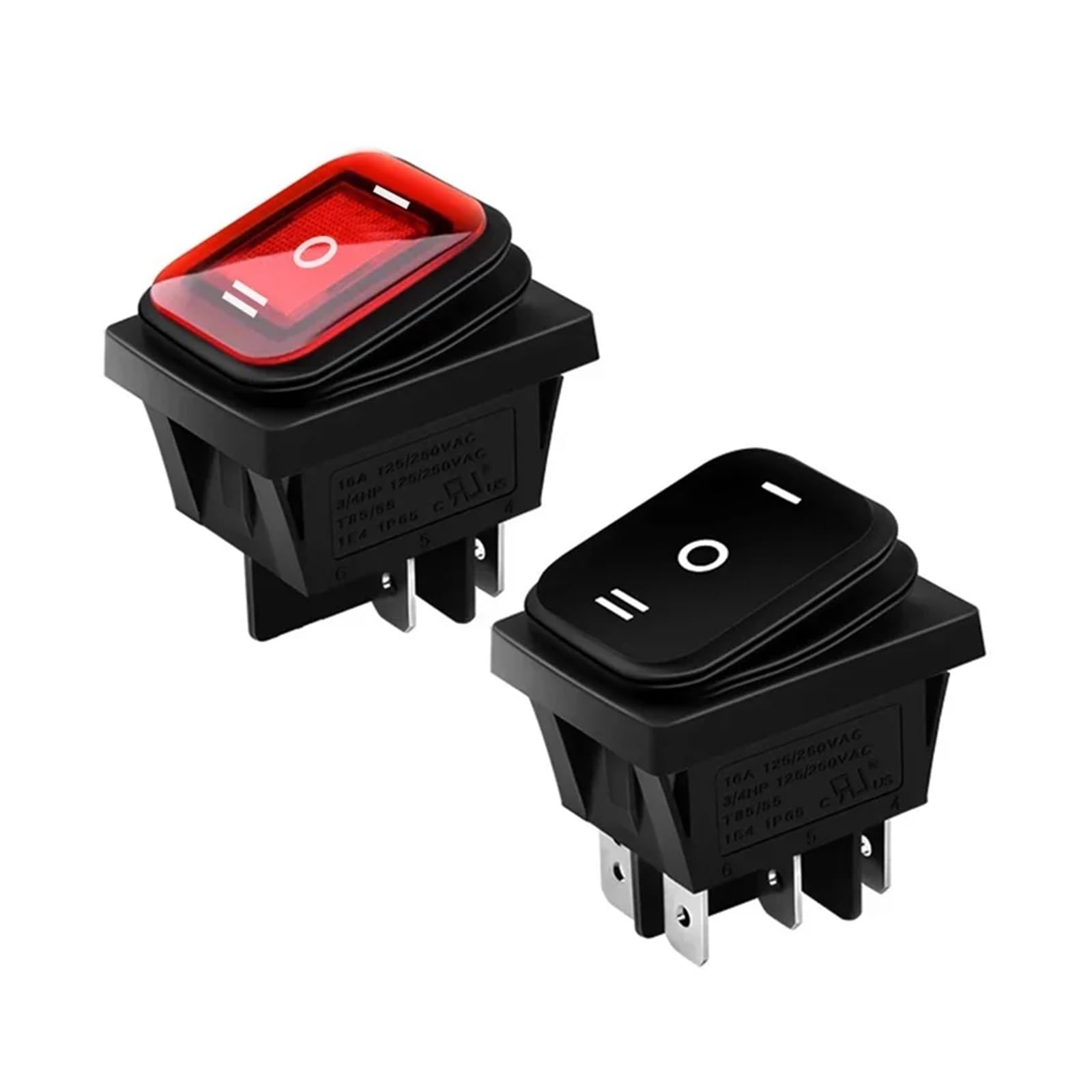 5 interruptores basculantes Impermeables KCD4 de 20 A y 125 V CA, Encendido-Apagado-Encendido, 12 V, 3 Posiciones, 6 Pines, autoblocantes, 16 A y 250 V CA.(6PIN LED Blue 220V)