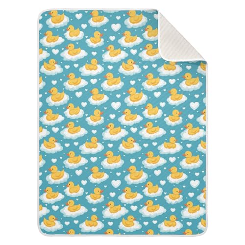 Image of Toddler Blanket for Baby Boy or Girl Soft Multi Use Wrap Swaddle for Infant Toddler 30X40in Cute Yellow Ducks Floating on Clouds