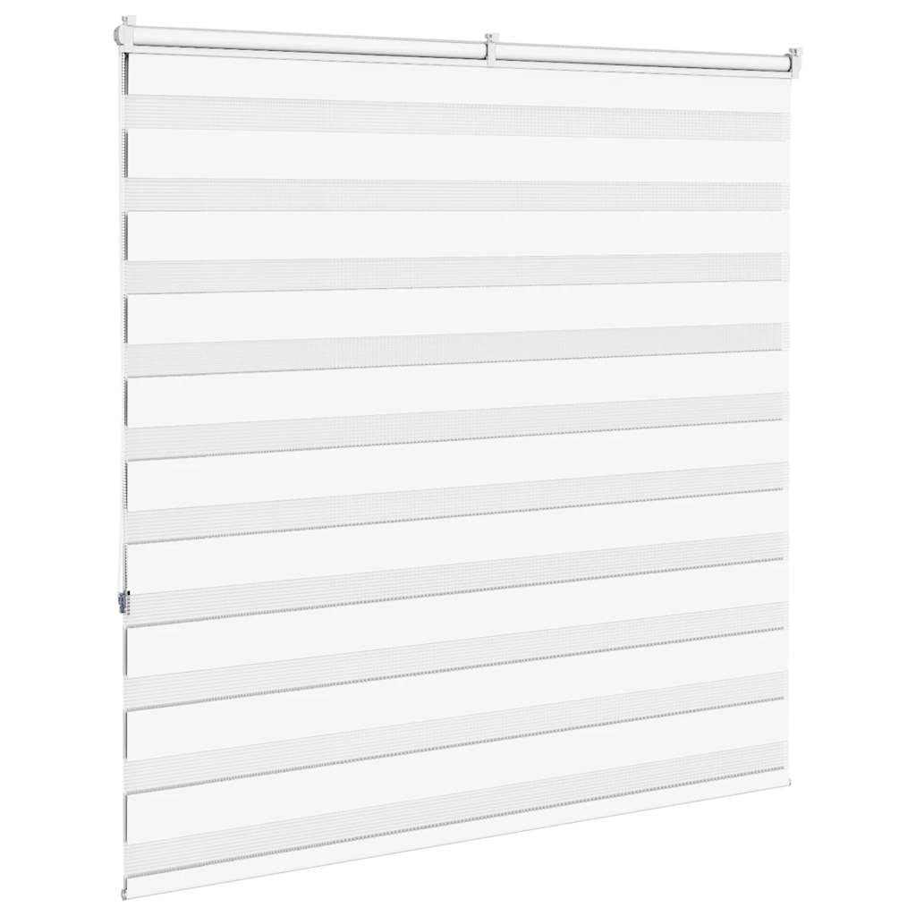 Store zèbre Blanc Enrouleur 145x150 cm Largeur Tissu 140,9 cm Polyester avec Rail Aluminium, Montage sans perçage ou vissé, Protection lumière, intimité