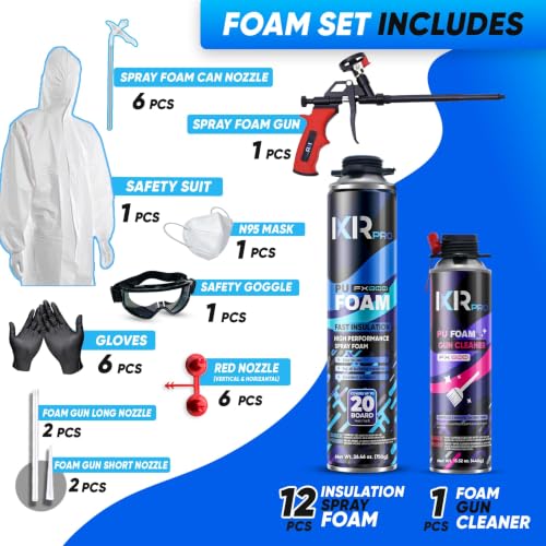 Image of Spray Foam Insulation Kit, Expanding Foam Sealant Spray, 12 Pack x 26.46 oz
