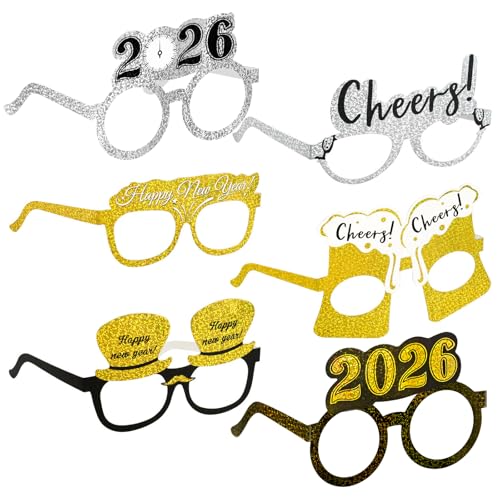 HOWAF 18 Piezas Nochevieja Gafas 2026 Gafas De Feliz Año Nuevo photocall Nochevieja Disfraces Accesorio de Fiesta Nochevieja decoración Año Nuevo 2026 para niños y Adultos