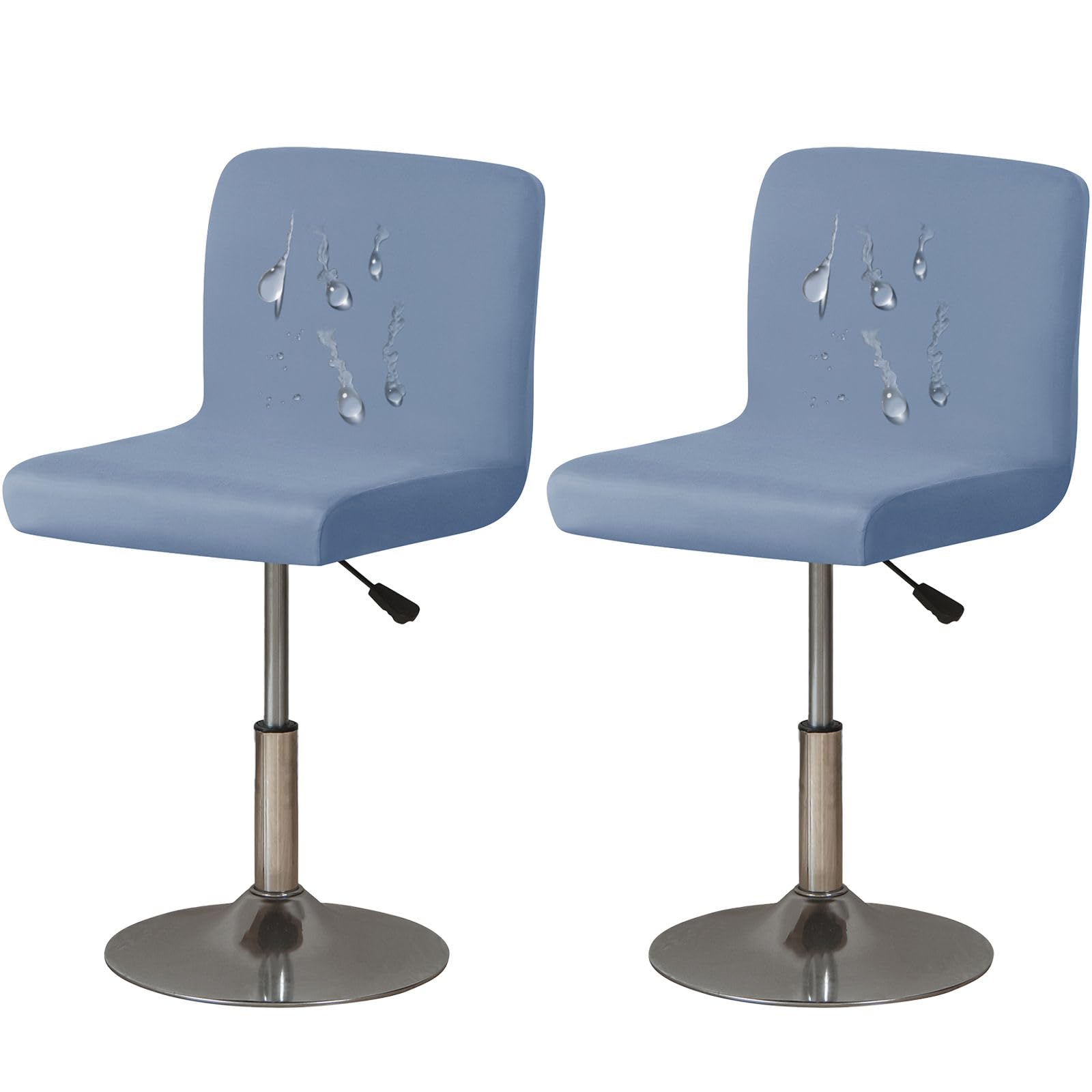 ZRCYXDW 2 Pack Spandex Bar Stool Covers, Soft Water Resistant Bar Stool Chair Covers With Backs Barstool Protector Slipcovers With Elastic Bottom Stool Cover Removable-grey blue-2 pack