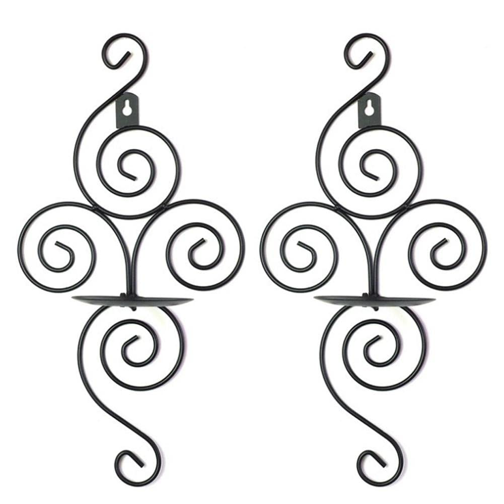 1pair Wall Sconces Candle Holder, Elegant Swirling Iron Hanging Wall Mounted Candle Sconce for Living Room Home Weddings Decorations
