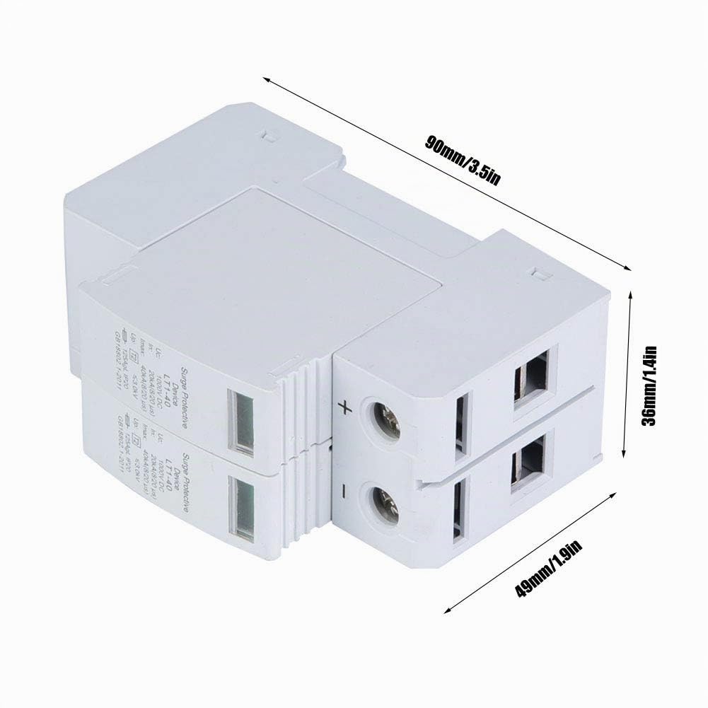 Dispositivo de Protección contra Sobretensiones, 2P Rail Guía Dispositivo de Protección contra Sobretensiones Protector de Rayos Fotovoltaicos de DC Descargador de Baja Tensión (2P 40KA * 2)