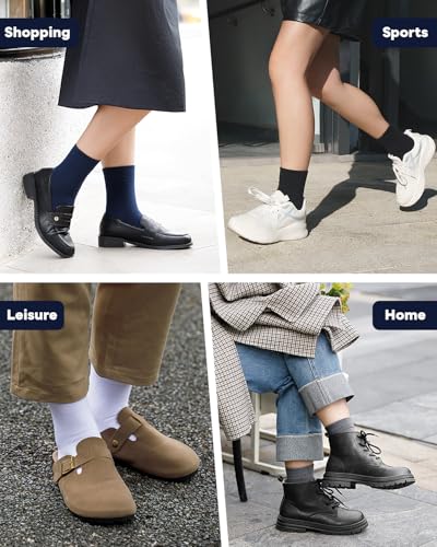 IDEGG Women's Crew Socks Soft Cotton Athletic Running Casual Dress Socks Above Ankle Crew Socks4