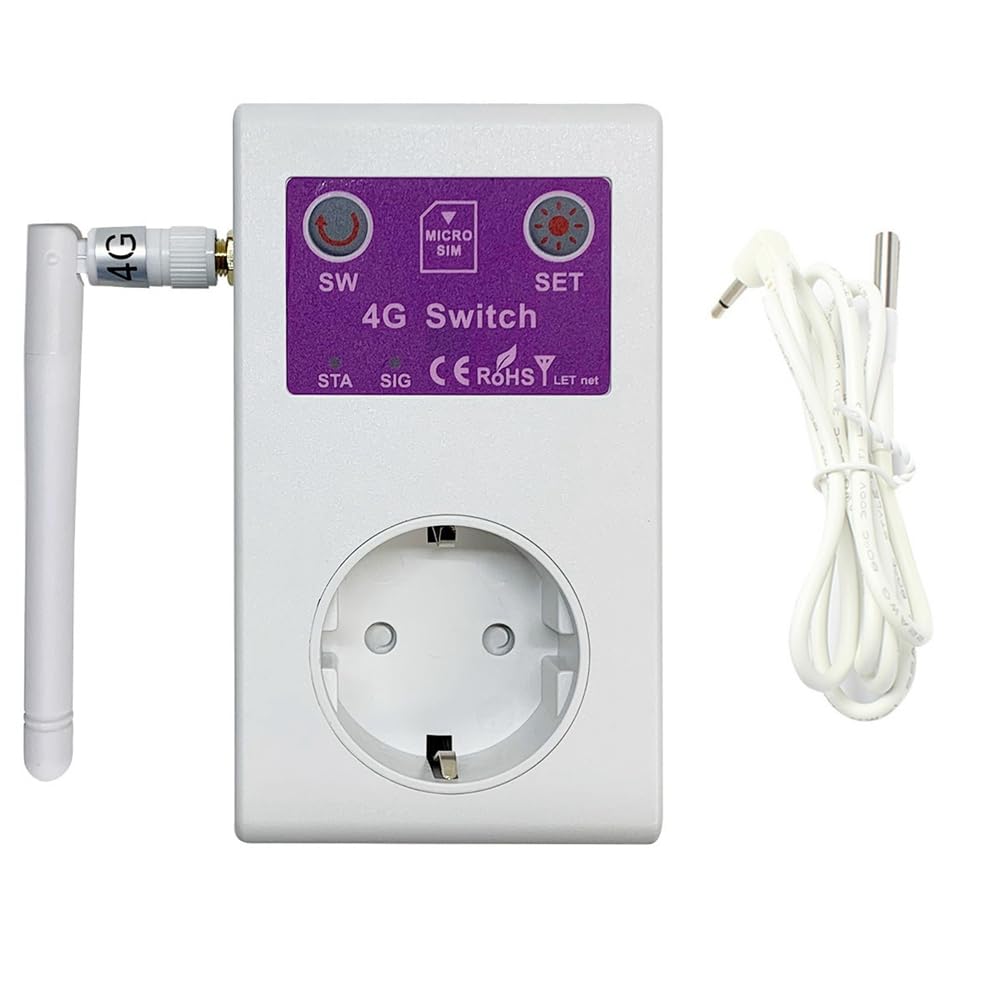 Enchufe Inteligente 4G, Enchufe UE 4G, GSM, SMS, Control Remoto, Sensor de Temperatura, Interruptor de Encendido/Apagado, de Corriente de 16 A, Controlador de Relé para Electrodoméstico