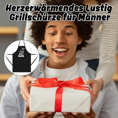 Komergave Grillschürze für Männer, Kochschürze Lustig mit 4 Taschen, Kochschürze Herren für Küche, BBQ, Schürze Personalisiert Geschenk, ICH BIN DEIN BRATER