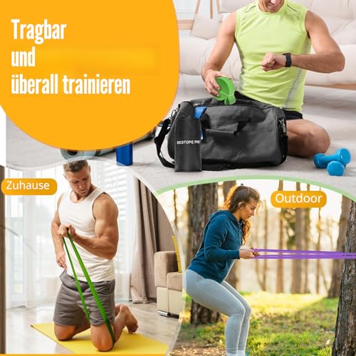 Fitnessbänder mit 4 Widerstandsstufen, Resistance Bands Set mit Türanker, Pull Up Widerstandsbänder, Klimmzugband für Fitness/Stretching/Yoga/Krafttraining/Pilates/Crossfit
