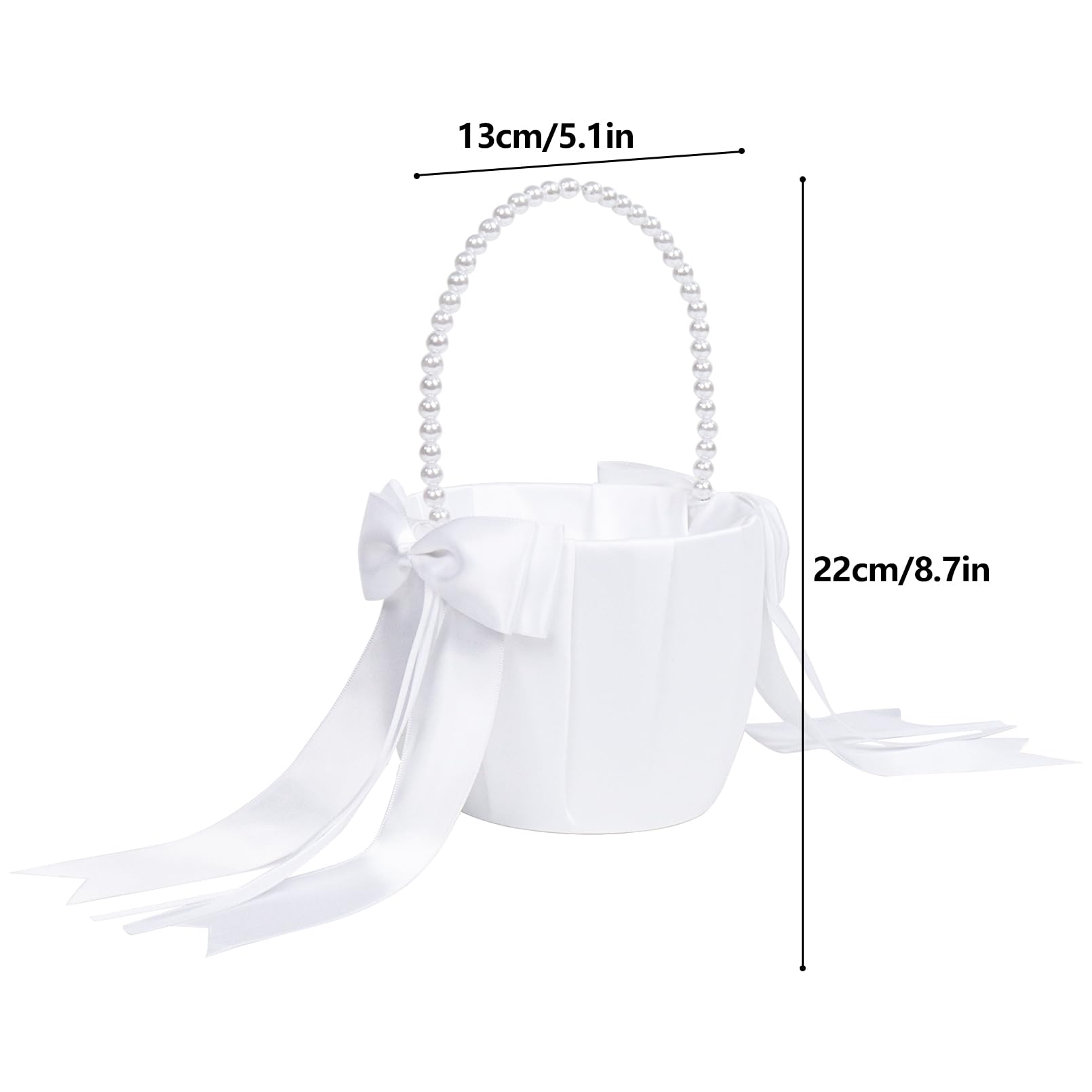 2 Stück Blumenmädchen Korb für Hochzeit, Satin Hochzeit Blumenkorb für Blumenmädchen Weiß Hochzeit Blumen Körbe