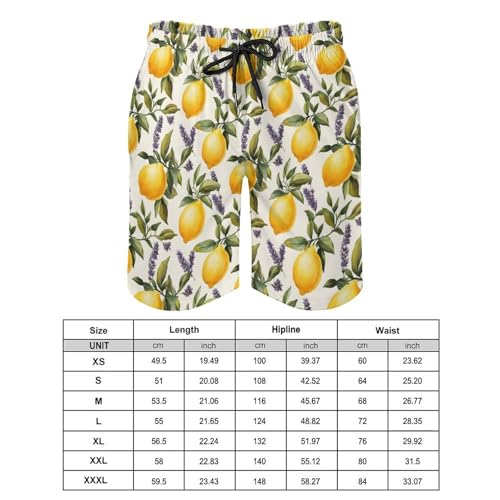 Hawaiian Shorts for Men - Comfy Lavender Lemon 1 Print Mens Swim Trunks Bathing Suits with Mesh Lining2
