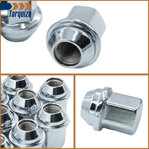 Image of One-Piece Chrome Large Acorn Seat Lug Nuts Compatible with Most Chrysler, Dodge, Jeep, Ram Vehicles, M14x1.5, 7 /8 inch Hex, 24pcs, Replaces OEM 611-330