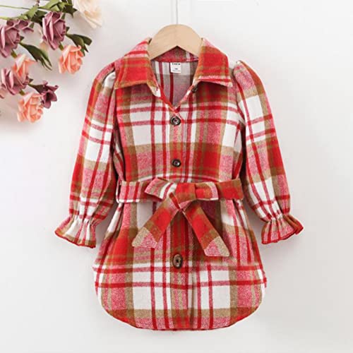 Flower for Flower Girl Fashion Kids Girls Boys Fleece Flannel Shirts Jacket Plaid Printed Long Tulle Dress Flower2