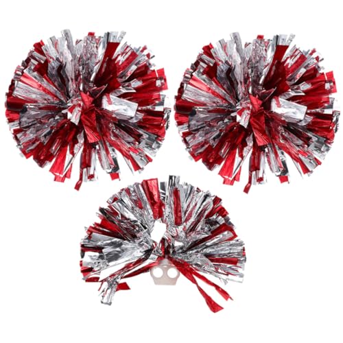 Balacoo 3Pcs Cheer Pom Poms for Sports Events Metallic Cheerleading Props with Smooth Handle for Dance Squads Eye Catching Cheerleading Essentials