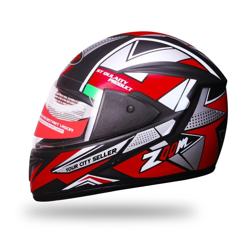 STISS Strong and Durable Fire Stylish Matt Finish Full face Bike Helmet Red | Scratch Resistance and Silicone Glass Protection -Red-image-34