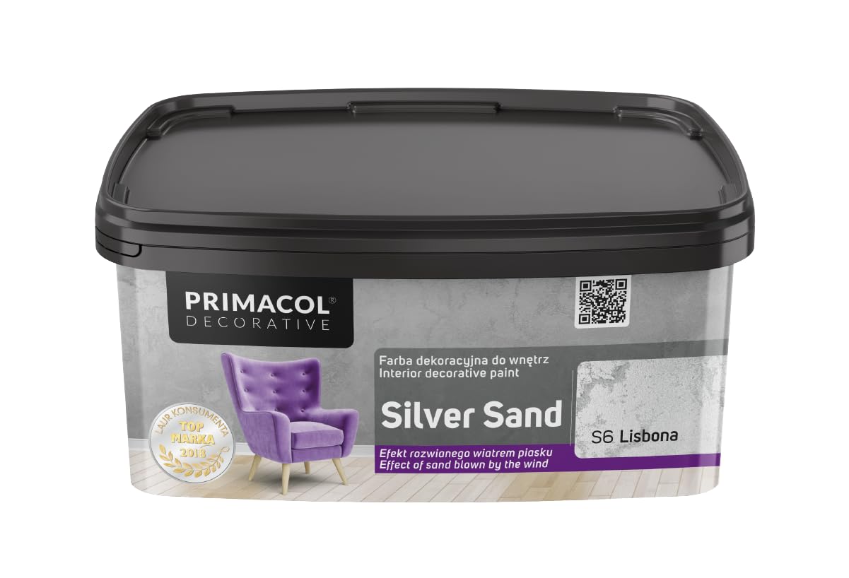TRANS - PAL Primacol Silver Sand Textured Interior Feature Wall Paint, 1L, Decorative. Decobase of your Choice (S6 LISBONA)