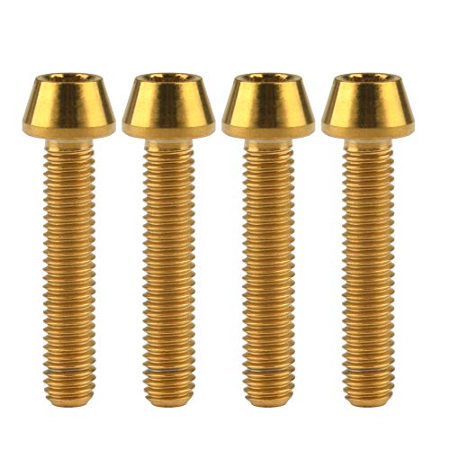 Image of Titanium Ti Bolt M5x9 16 18 20 25 30 35 40 45 50 55 60mm Tapered Head Screws Pack of 4 (M5x25mm, Gold)