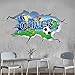 vr68 tjapalo® 3D Wandtattoo Kinderzimmer fussball Namen Wandtattoo Jungen Wandaufkleber Cooles Wandbild Kinderzimmer jungen mit Namen, Größe: B58xH30cm, Farbe: fussball