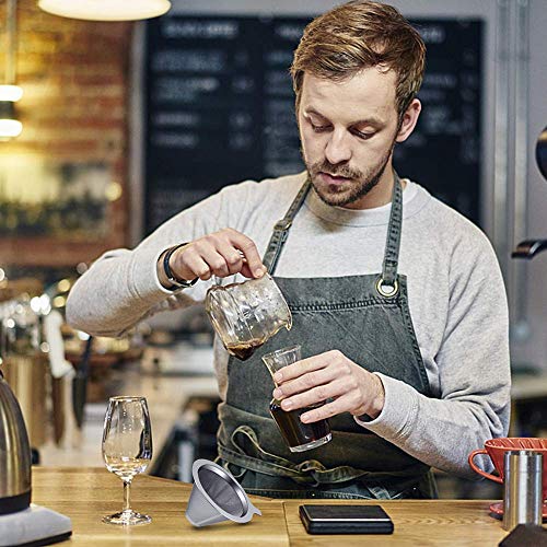 Image of HASTHIP Upgraded Pour Over Coffee Filter, Coffee Dripper, Paperless Mess Stainless Steel Coffee Filter, Maker Two to Four Cup Coffee, Keeping Nature Coffee Flavour, Easy to Use and Clean-M