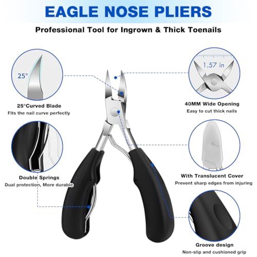 Image of MAYCREATE Fingernail Toenail Clippers for Thick & Ingrown Nails, Professional Large Toe Nail Clippers Set with Pedicure Tool, Toenails Nail File Tools Kit for Seniors, Manicure Set for Men Women