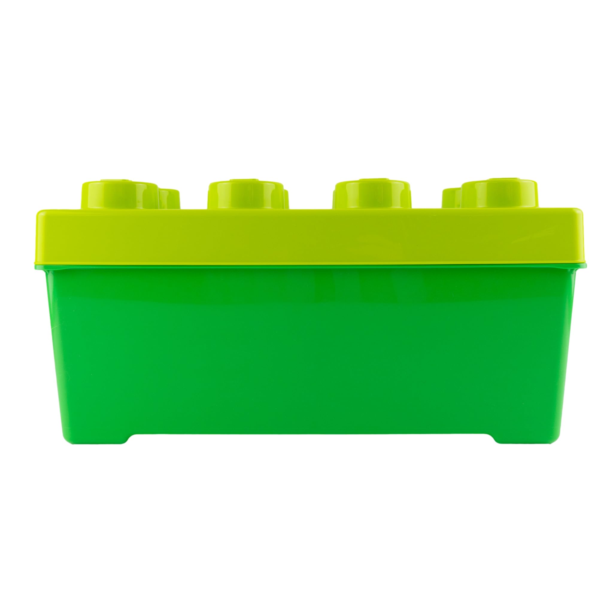 LEGO® Aufbewahrungsbox Grün – Brick-Design, mittelgroß mit Deckel & stapelbar (37x18x18 cm)