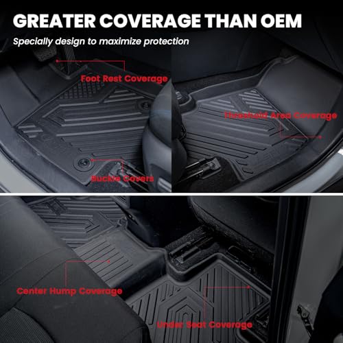 Image of LASFIT Floor Mats & Backrest Mats & Trunk Mat for Toyota RAV4 2019-2025 (Only Fit Hybrid) All Weather TPE Custom Fit Floor Liners Car Mats Full Set Accessories, Lifespan 5 Years+, Black