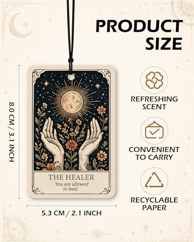 Image of 10PCS Oracle Inspired Car Air Fresheners - Inspirational Scented Hanging Cards with Floral Fragrances, Aesthetic Car Mirror Accessories, Self Care Gifts for Women