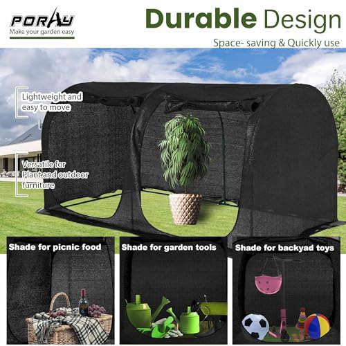 Large Tunnel 8.2'x4' Sunshade Cloth Gardening Net,Easy Set up 4FT Tall Crops Shade Cover, UV Resistant Plant 80% Sunblock Net for Vegetables,Fruits and Mini Flower Pot with Stakes and Carry by porayhut - Used condition - Image 3