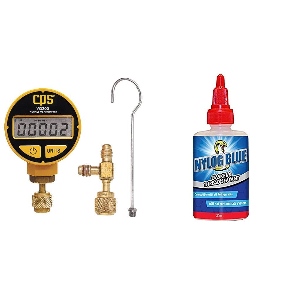 CPS-AO-42500-08 Products VG200 Portable Digital Vacuum Gauge (Atmospheric to 0 microns) and Refrigeration Technologies RT201B Nylog Gasket/Thread Sealant