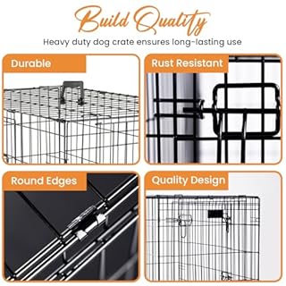 BELOFAY Dog Crate | Dog Cage 30-Inch Heavy Duty | Collapsible Metal Frame with Dual Access Doors, Chew-Resistant Removable Base Tray, Sliding Lock & Carry Handle – Ideal for Puppy Training & Travel