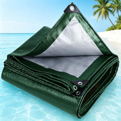 Lona impermeable exterior multiusos verde: toldo reforzado para coche 2