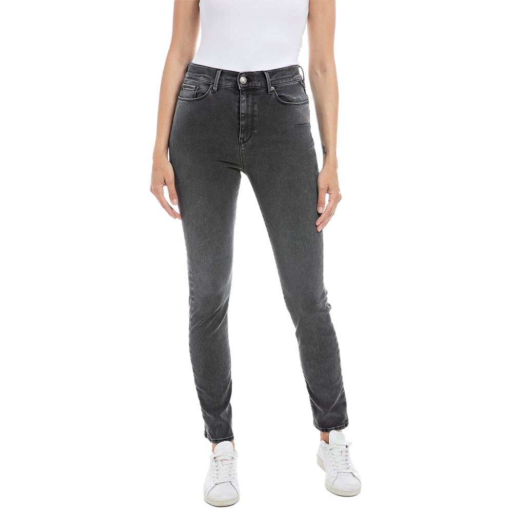 Replay Damen Jeans Mjla Slim-Fit Hyperflex Recycled mit Stretch, Dark Grey 097 (Grau), 28W / 32L